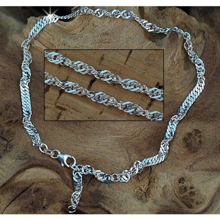 Chaine En Or Chau00eene Cheville Maille Singapour Argent Massif