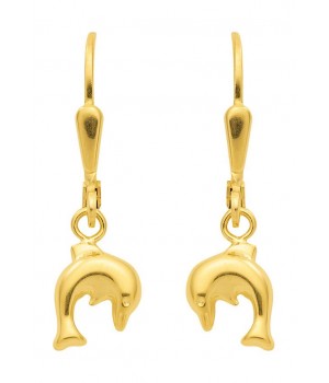 Boucles d'oreilles or massif 375 dauphins OS 82795